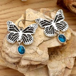 Hand Carved 🦋 Butterfly Hook Drop Earrings
